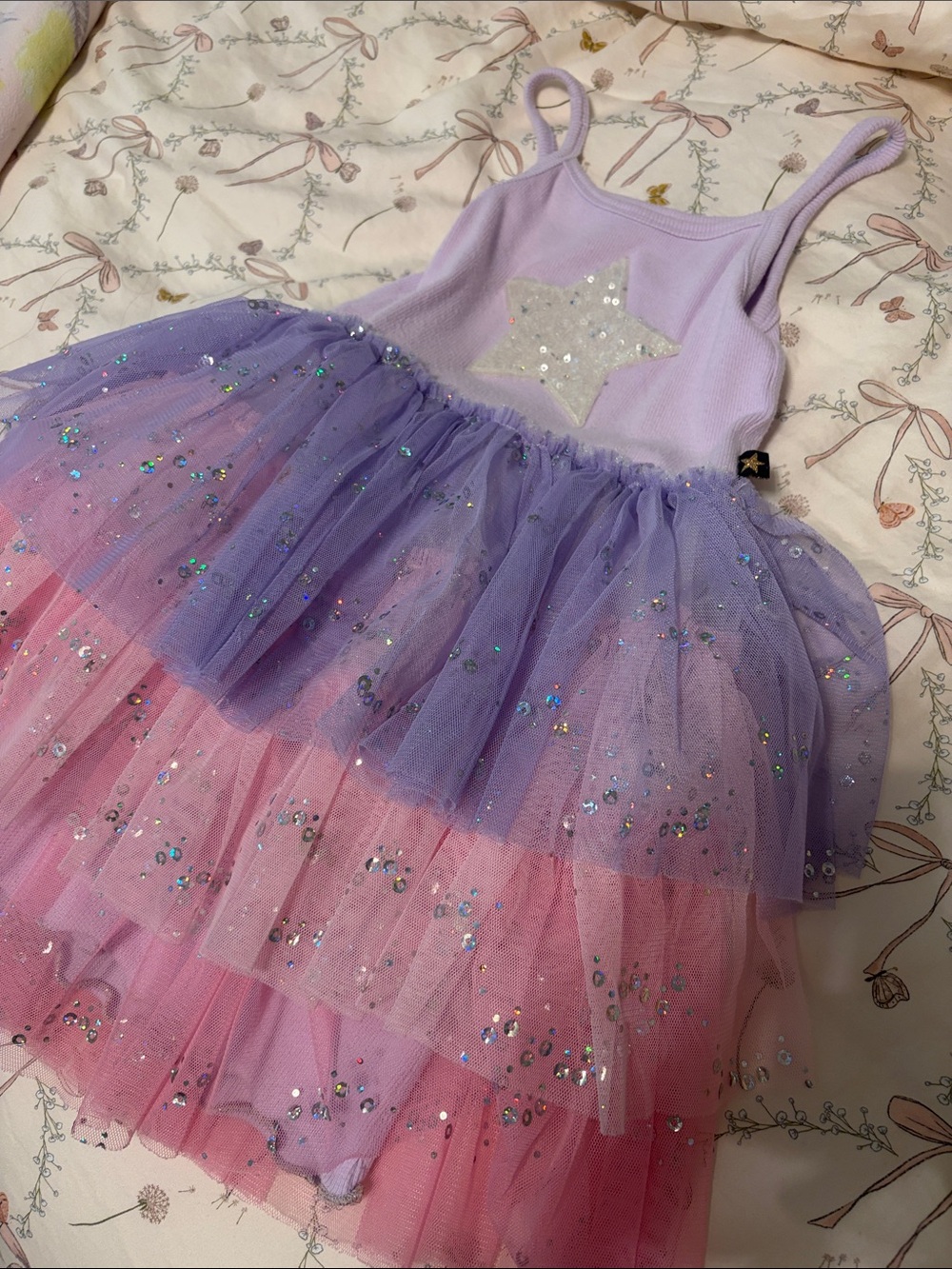 Petite Hailey Girls Purple & Pink Sparkle Tulle Star Dress 4T